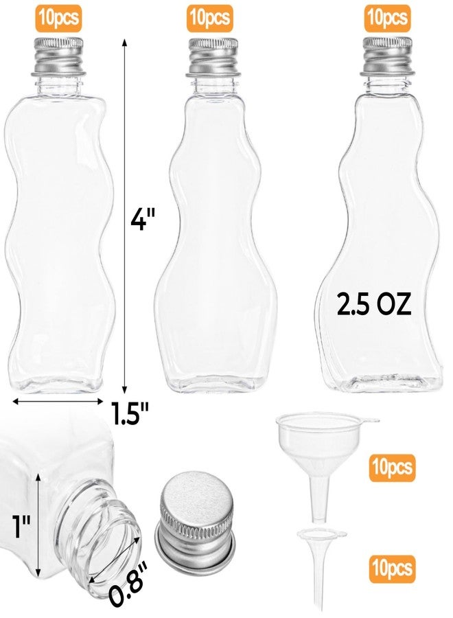 Tlence 30 Pack Sand Art Bottles with Lids, 2.5 oz Sand Decorative Container with Large Funnels Small Funnels, 3 Style Clear Plastic Jars Bulk, Mini Craft Collection Kit for DIY Wedding Birthday - Image 2